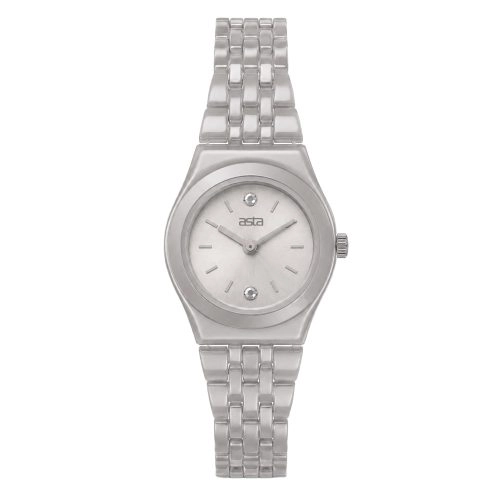 asta-Women Acetate Japan Quartz Watch Lunar Silver Obsidian 15801-Acetate Strap
