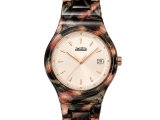 asta-Women Acetate Japan Quartz Watch Rose Tortoise Obsidian 16001-Acetate Strap