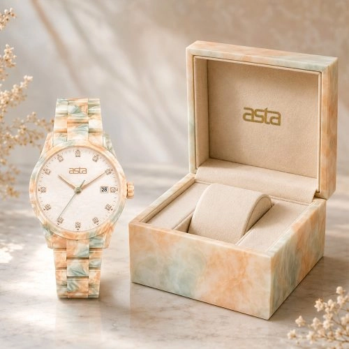 asta-Women Acetate Japan Quartz Watch Peach Creek Drift 16401-Acetate Strap
