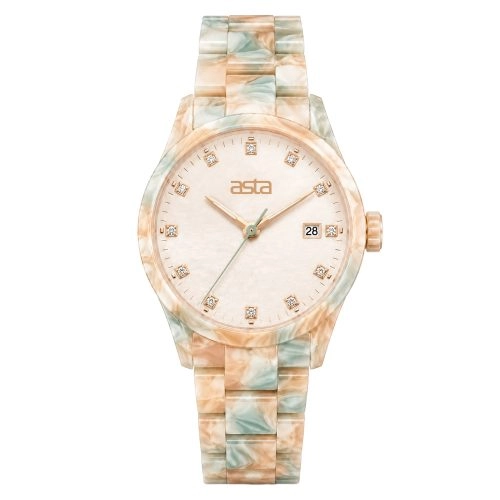 asta-Women Acetate Japan Quartz Watch Peach Creek Drift 16401-Acetate Strap