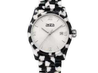 asta-Women Acetate Japan Quartz Watch Obsidian Snow Matrix 16701-Acetate Strap