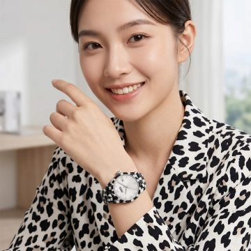 asta-여성용 아세테이트 재질 일본산 쿼츠 시계 오브시디언 스노우 매트릭스 16701-아세테이트 스트랩