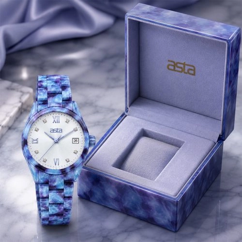 asta-Women Acetate Japan Quartz Watch Galaxy Dust Drift 16801-Acetate Strap