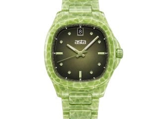 asta-Women Acetate Japan Quartz Watch Lime Obsidian Matrix 16901-Acetate Strap