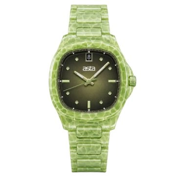 asta-Women Acetate Japan Quartz Watch Lime Obsidian Matrix 16901-Acetate Strap
