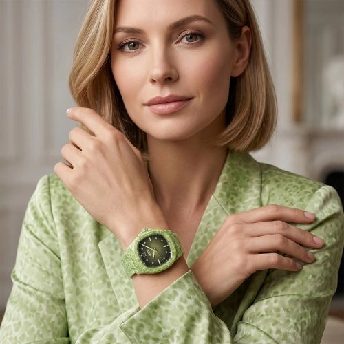 Montre à quartz « Asta-Women » en acétate, fabriquée au Japon, avec cadran « Lime Obsidian Matrix », référence 16901, bracelet en acétate