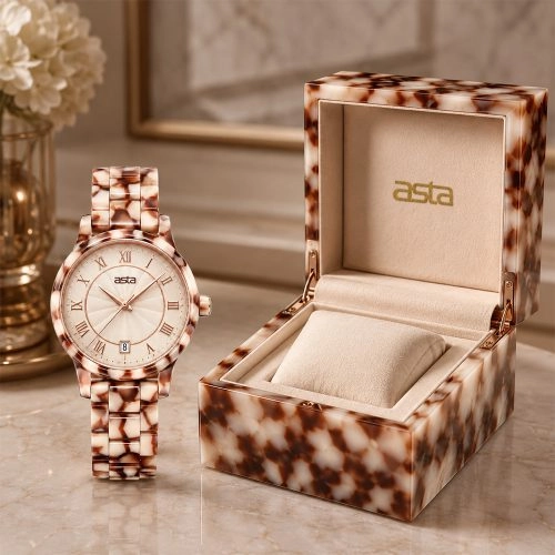 asta-Women Acetate Japan Quartz Watch Chai Leopard Obsidian 17001-Acetate Strap
