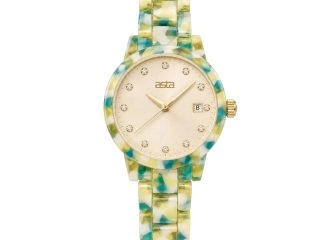 asta-Women Acetate Japan Quartz Watch Mint Lemon Quartz Swirl 17101-Acetate Strap