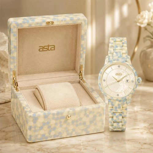 asta-Women Acetate Japan Quartz Watch Azure Sand Essence 17201-Acetate Strap