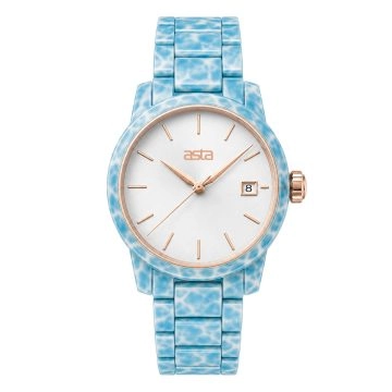asta-Women Acetate Japan Quartz Watch Glacial Float Drift 17301-Acetate Strap