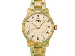 asta-Women Acetate Japan Quartz Watch Ivy & Ochre Swirl 17401-Acetate Strap