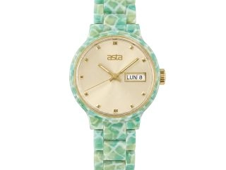 asta-Women Acetate Japan Quartz Watch Celadon Snow Essence 17501-Acetate Strap