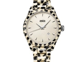 asta-Women Acetate Japan Quartz Watch Ivory Ink Matrix 17601-Acetate Strap