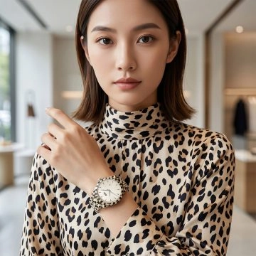 asta-Women Acetate Japan Quartz Watch Ivory Ink Matrix 17601-Acetate Strap