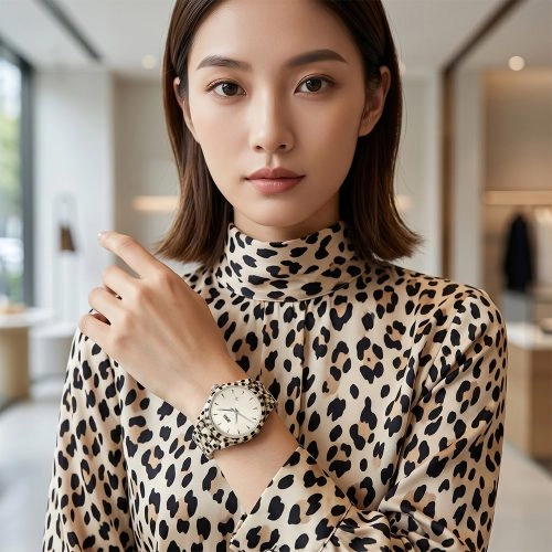 asta-Women Acetate Japan Quartz Watch Ivory Ink Matrix 17601-Acetate Strap
