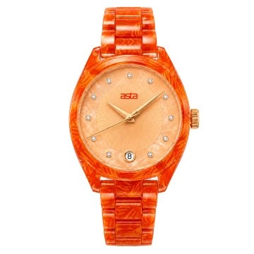 asta-Women Acetate Japan Quartz Watch Melted Amber Essence 17701-Acetate Strap
