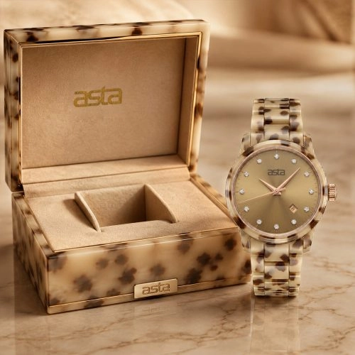 asta-Women Acetate Japan Quartz Watch Warm Sand Essence 17801-Acetate Strap