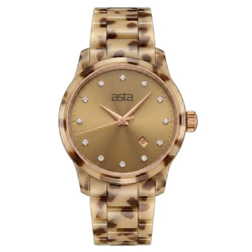 asta-Women Acetate Japan Quartz Watch Warm Sand Essence 17801-Acetate Strap