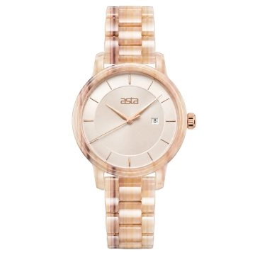 asta-Women Acetate Japan Quartz Watch Oatmeal Silk Drift 18301-Acetate Strap