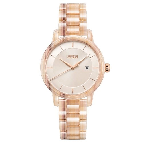 asta-Women Acetate Japan Quartz Watch Oatmeal Silk Drift 18301-Acetate Strap