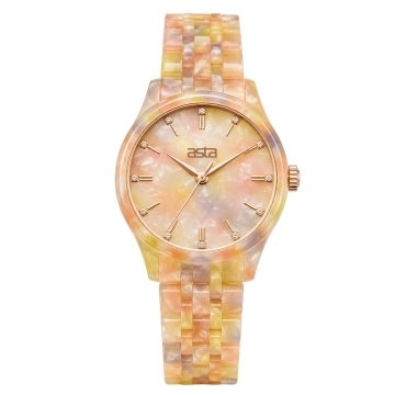 asta-Women Acetate Japan Quartz Watch Sunset Opal Swirl 18601-Acetate Strap