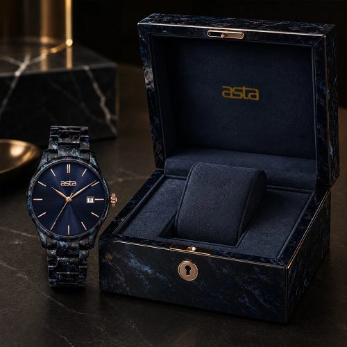 asta-Women Acetate Japan Quartz Watch Deep-Sea Obsidian Swirl 18901-Acetate Strap