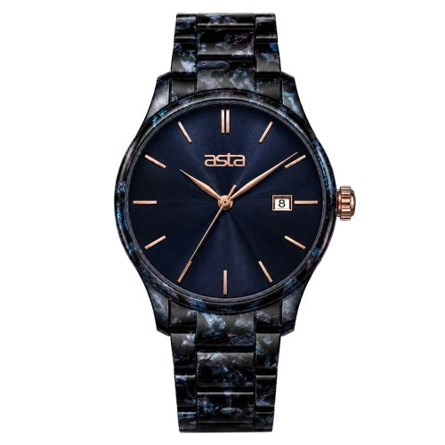 asta-Women Acetate Japan Quartz Watch Deep-Sea Obsidian Swirl 18901-Acetate Strap