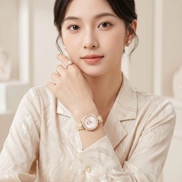 asta-Women Acetate Japan Quartz Watch Champagne Moon Pearl Swirl 19001-Acetate Strap