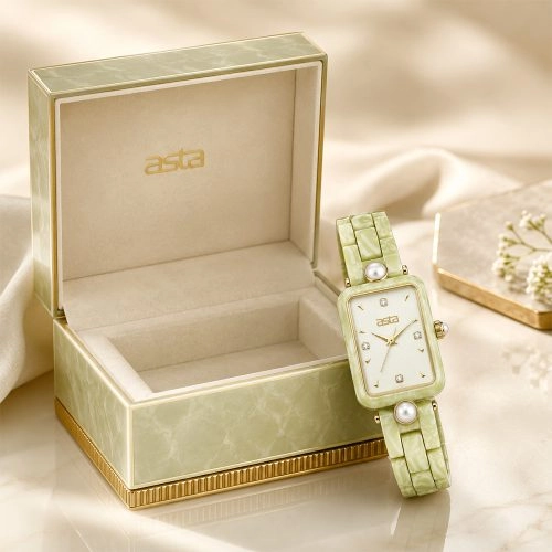 asta-Women Acetate Japan Quartz Watch Lime Sorbet Swirl 19201-Acetate Strap