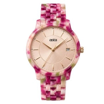 asta-Women Acetate Japan Quartz Watch Sakura Ribbon Swirl 19801-Acetate Strap