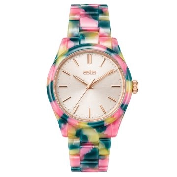 asta-Women Acetate Japan Quartz Watch Palette Oil Swirl 20001-Acetate Strap