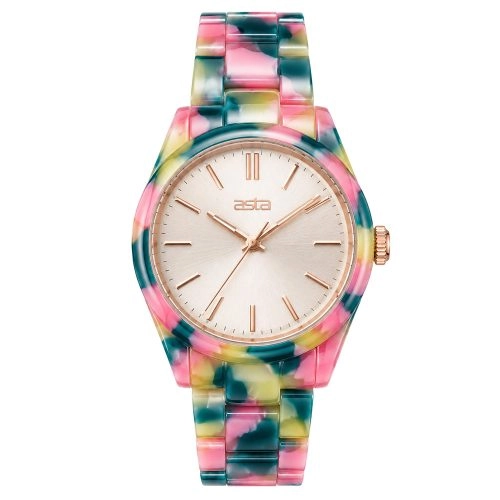 asta-Women Acetate Japan Quartz Watch Palette Oil Swirl 20001-Acetate Strap