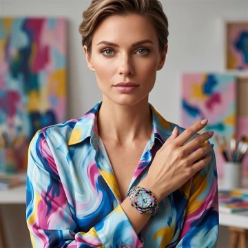 asta-Women Acetate Japan Quartz Watch Neon Reef Camo Swirl 20301-Acetate Strap