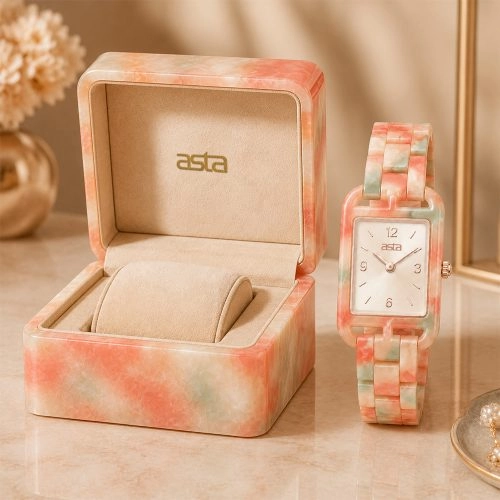 asta-Women Acetate Japan Quartz Watch Rainbow Quartz Essence 20701-Acetate Strap