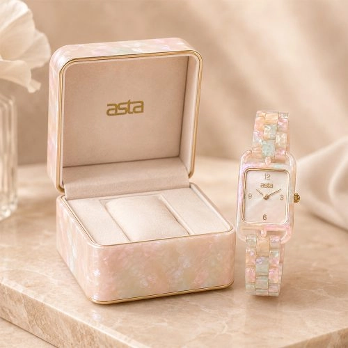 asta-Women Acetate Japan Quartz Watch Peach Sorbet Essence 20901-Acetate Strap
