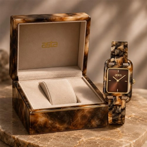 asta-Women Acetate Japan Quartz Watch Obsidian Reef Essence 21001-Acetate Strap
