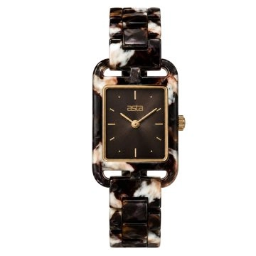asta-Women Acetate Japan Quartz Watch Obsidian Alabaster Drift 21101-Acetate Strap