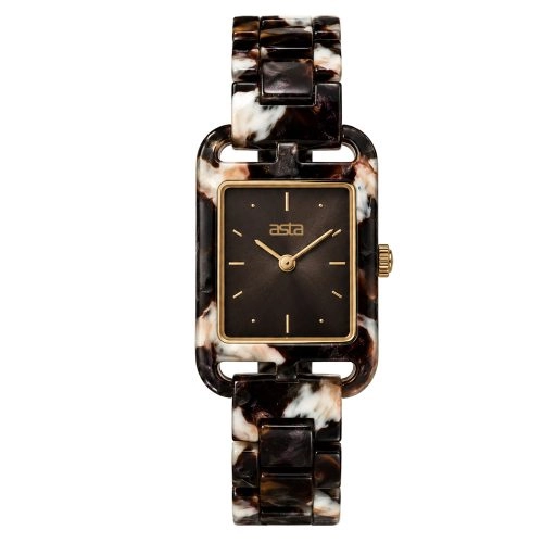 asta-Women Acetate Japan Quartz Watch Obsidian Alabaster Drift 21101-Acetate Strap
