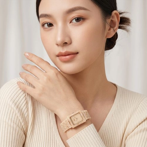 asta-Women Acetate Japan Quartz Watch Alabaster Almond Essence 21301-Acetate Strap