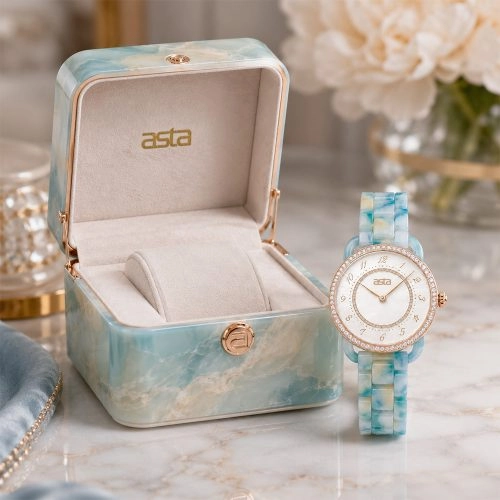 asta-Women Acetate Japan Quartz Watch Ocean Opal Swirl 21901-Acetate Strap
