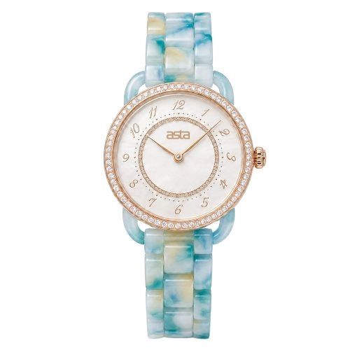 asta-Women Acetate Japan Quartz Watch Ocean Opal Swirl 21901-Acetate Strap