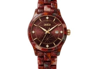 asta-Women Acetate Japan Quartz Watch Volcanic Amber Swirl 22001-Acetate Strap