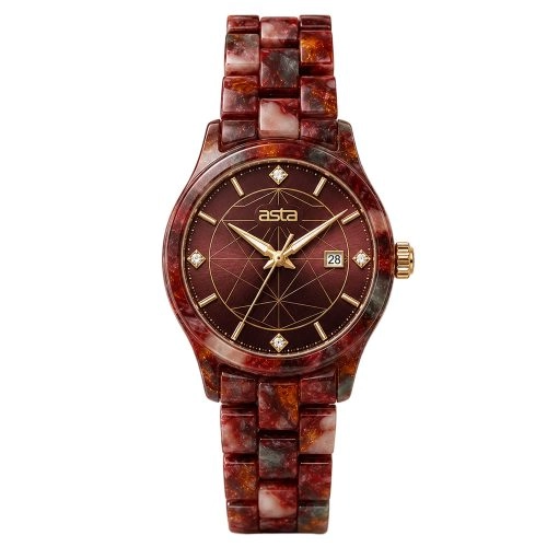 asta-Women Acetate Japan Quartz Watch Volcanic Amber Swirl 22001-Acetate Strap
