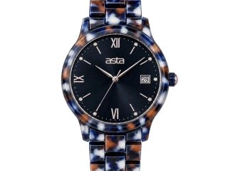 asta-Women Acetate Japan Quartz Watch Deep Ocean Tortoise Swirl 22101-Acetate Strap