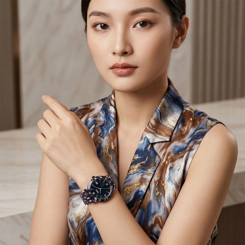 asta-Women Acetate Japan Quartz Watch Deep Ocean Tortoise Swirl 22101-Acetate Strap