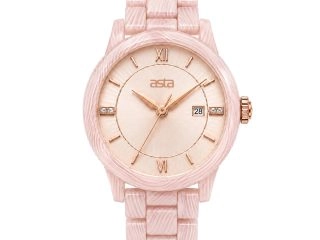 asta-Women Acetate Japan Quartz Watch Pink Quartz Wave Essence 22301-Acetate Strap