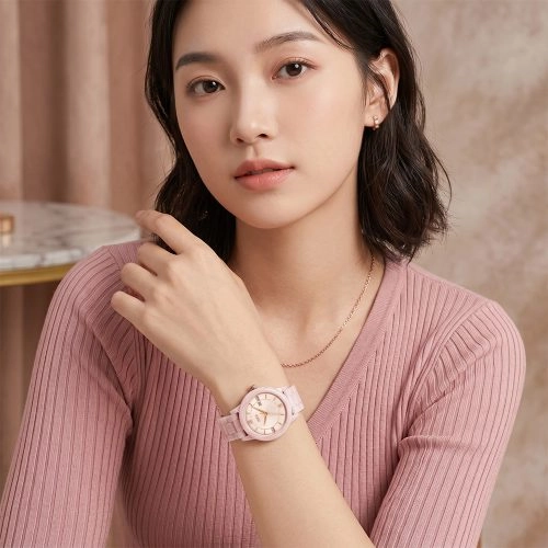 asta-Women Acetate Japan Quartz Watch Pink Quartz Wave Essence 22301-Acetate Strap