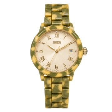 asta-Women Acetate Japan Quartz Watch Sage Almond Essence 22501-Acetate Strap