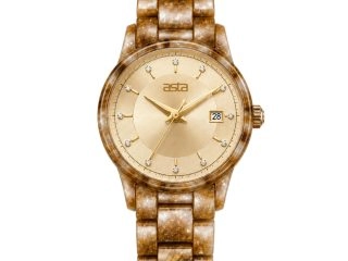asta-Women Acetate Japan Quartz Watch Golden Aventurine Amber 22601-Acetate Strap