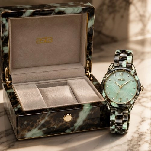 asta-Women Acetate Japan Quartz Watch Silent Jadeite Drift 22701-Acetate Strap